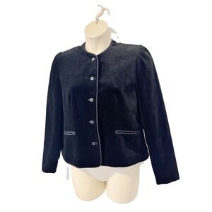 Vtg Austin Hill Blazer Jacket~16~Black Cotton Velvet Lined Classic Old Money USA